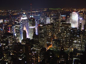 New-York (USA), Manhattan, Vue de nuit depuis l'Empire State Building (vers Times Square, Broadway