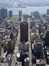 View of East 33rd and 34th Street and East River from the Empire State Building in New York