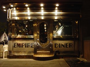 The Art Deco restaurant "Empire Diner" at night in New York
