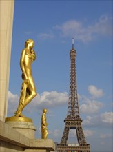 Eiffel Tower and Trocadero esplanade in Paris