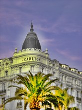 CoteAzur006 Cannes, La Croisette, Hôtel Carlton, façade, palmier, effet digital