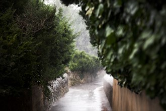 Provence380 Provence, Luberon, Lourmarin, village, ruelle, averse violente d'orage