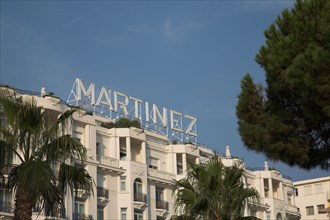 CoteAzur048 Cannes, la Croisette, palmier et façades, Hôtel Martinez