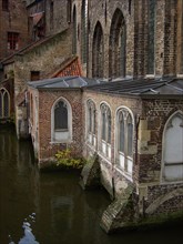 Bruges. Détail de façades de maisons de briques, ville médiévale