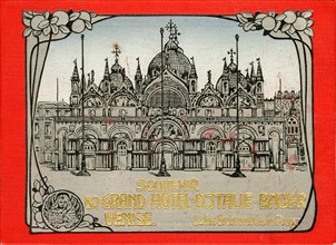 Venise Italie circa 1903 : couverture illustrée "Grand Hotel d'Italie Bauer" (Grünwald) avec la