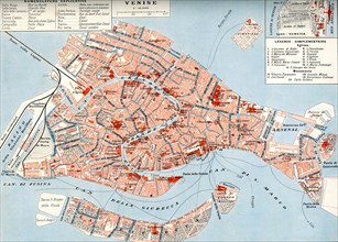 Venise Italie circa 1920 : plan/carte