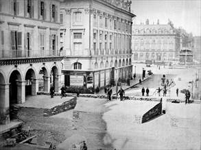 The Paris Commune: barricade in Castiglione street, near the rue Saint-Honoré
