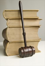 Law books and gavel.