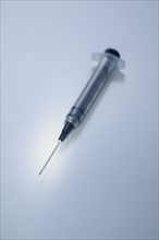 Closeup of a hypodermic needle.
