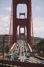 Traffic on the Golden Gate Bridge San Francisco California USA.