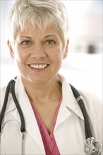 Closeup of a female doctor.