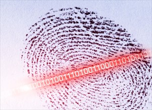 Thumb print with security code.