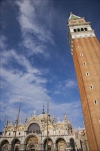Basilica and Bell Tower St Mark's Square Venice Italy.