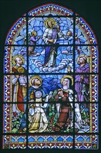 Stained glass window in Spanish church.