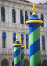 Mooring poles along the Grand Canal - Venice Italy.