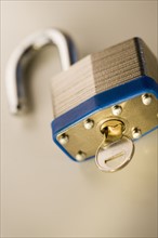 Closeup of a padlock.