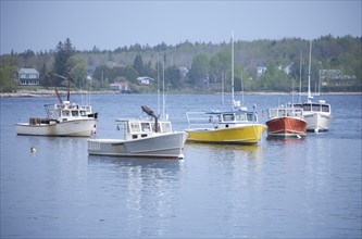 Lobster boats in a Maine harbor.