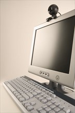 Computer with webcam attachment.