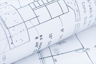 Closeup of blueprints.