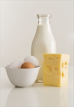 Milk cheese and eggs.