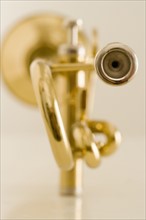 Closeup of trumpet mouthpiece.