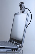 Laptop computer with webcam.