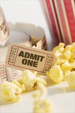 Tickets and popcorn.