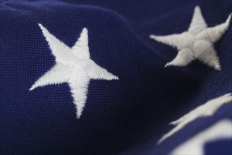 Closeup of stars on American flag.