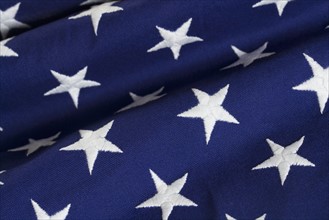 Closeup of stars on American flag.