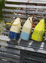 Buoys and lobster traps Maine.
