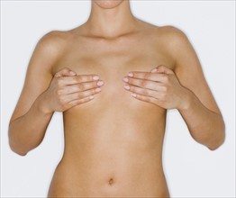 Partial nude female body .