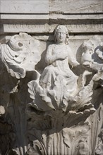 Column sculpture on Doges' Palace Venice Italy.