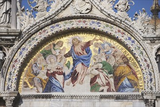 The Resurrection Byzantine mosaic on St Mark's Basilica Venice Italy.