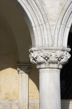 Column on the Doges' Palace Venice Italy.