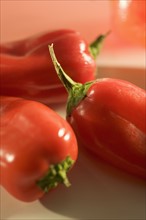 Closeup of red peppers.