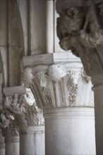 Column detail of the Doges' Palace Venice Italy.