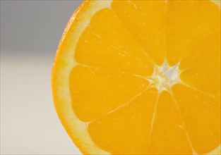 Closeup of round orange slice.