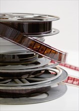 Stack of movie film reels.