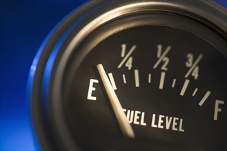 Closeup of fuel gauge.