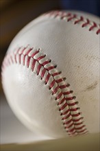 Closeup of a baseball.