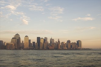 Southern tip of Manhattan skyline New York NY.