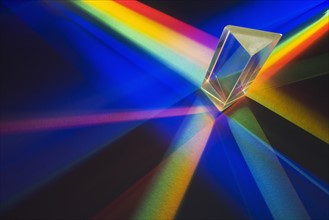 Light passing through a prism.
