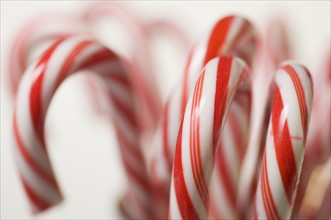 Closeup of candy canes.
