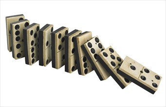 A row of falling dominos.
