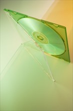 Close up of cd in clear case.