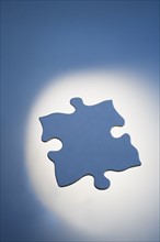 Blue jigsaw puzzle piece.