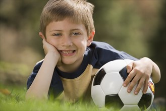 Young boy with soccer ball.