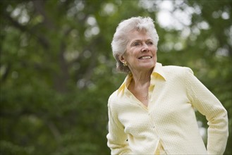 Portrait of senior woman outdoors.