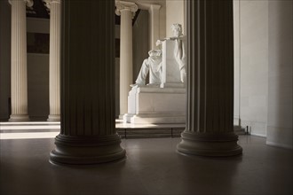Lincoln Memorial interior with statue Washington DC USA .