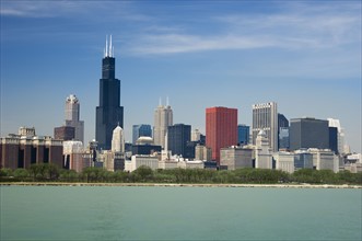Skyline including Sears Tower Chicago Illinois USA.